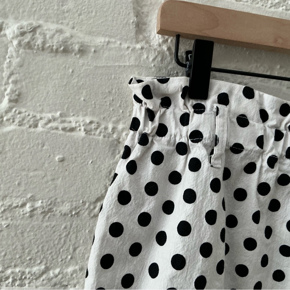 Aaron & Amber Womens White Black Polka Dot High Waist Shorts Cotton Beach Size L - Picture 9 of 12